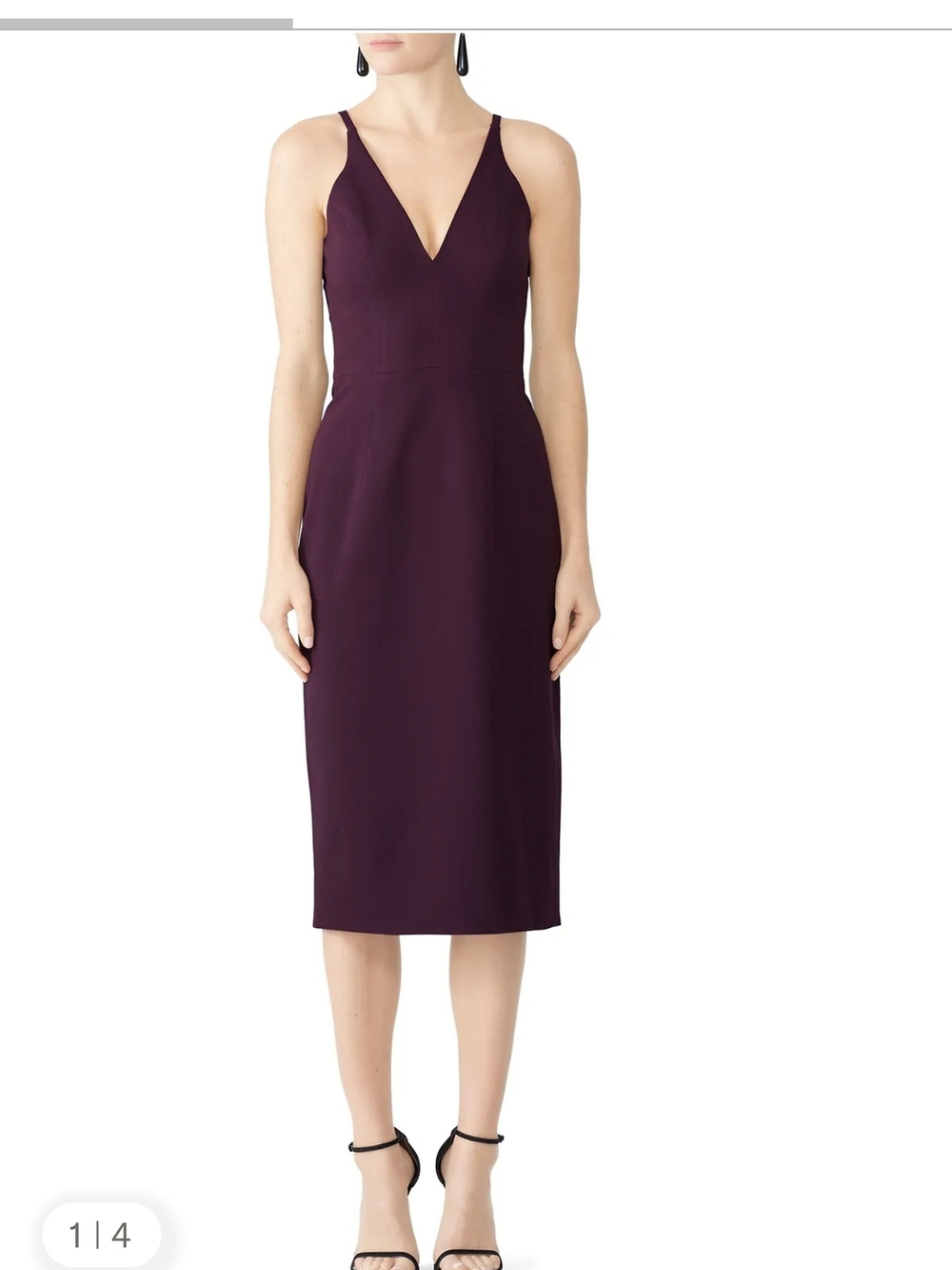 Dress the Population Plum V-Neck Sleeveless Midi Dress